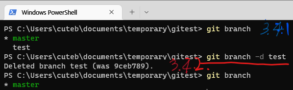 git branch -d test