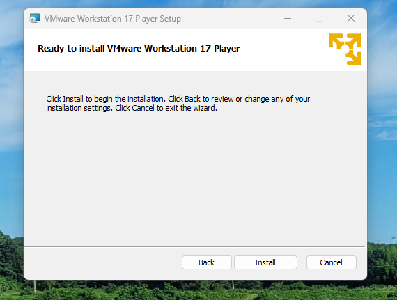 Ready to install VMware Workstation 17 Player