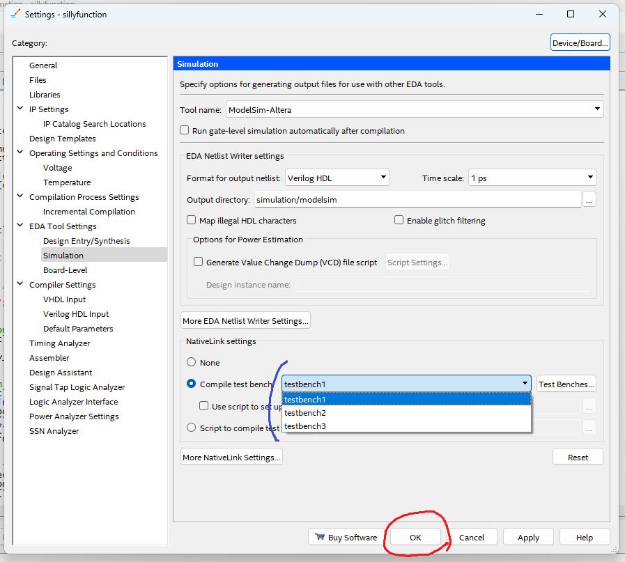 testbench-pull-down-menu