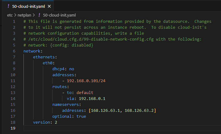 50-cloud-init.yaml 파일 수정