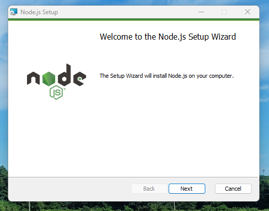 Welcome to the Node.js Setup Wizard