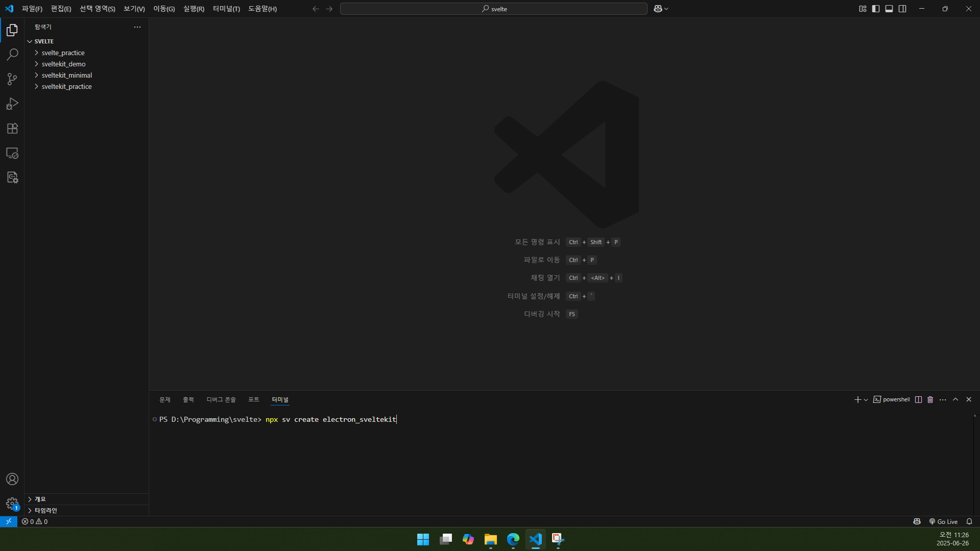 VS Code 터미널에 명령어 입력