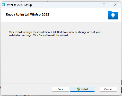 Ready to install WinFsp 2023