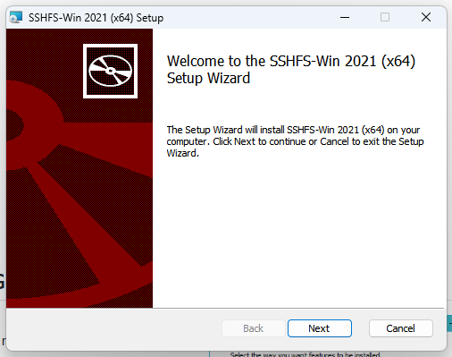 Welcome to the SSHFS-Win 2021 (x64) Setup Wizard
