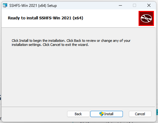 Ready to install SSHFS-Win 2021 (x64)