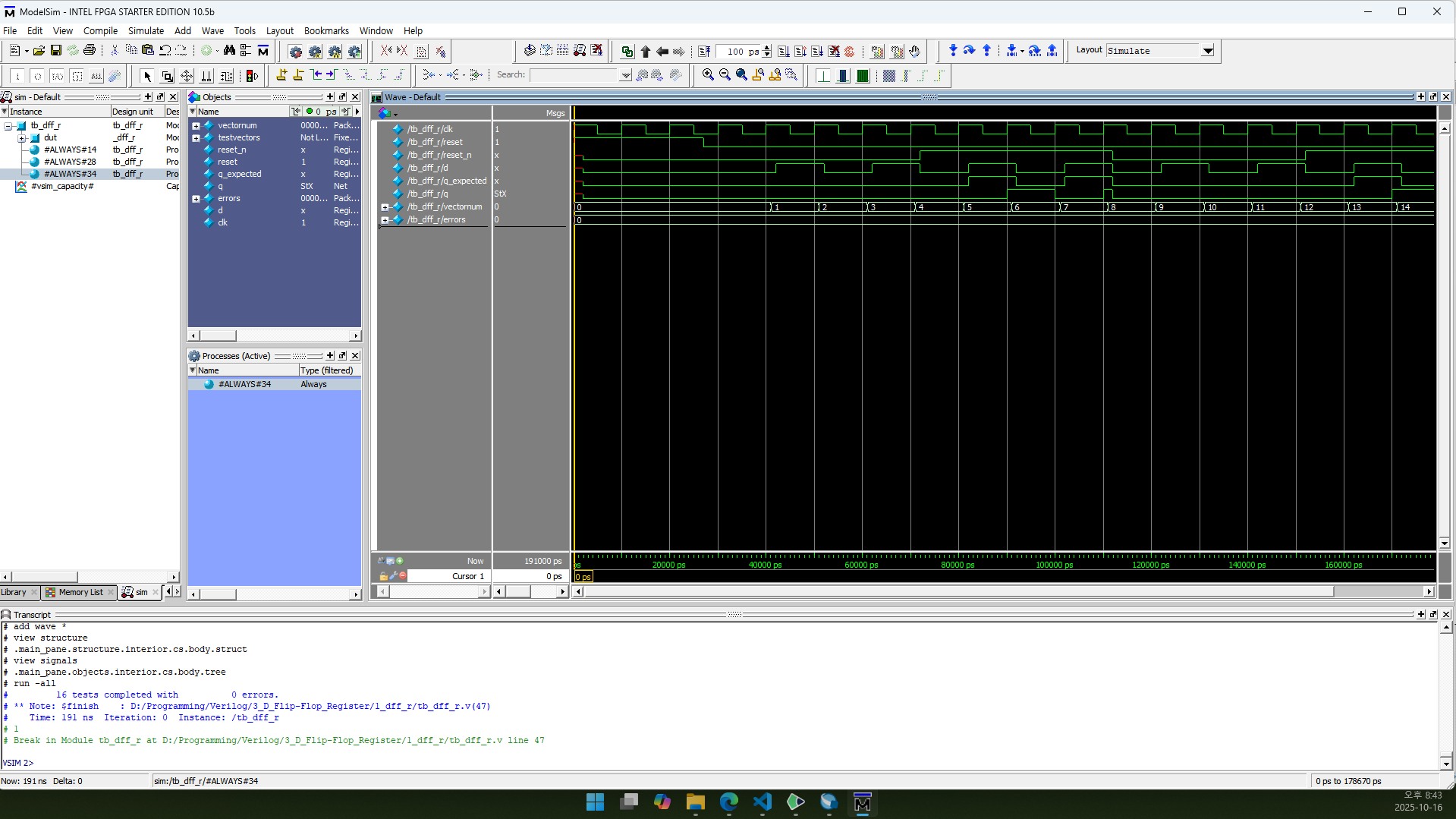 D Flip-Flop RTL Simulation
