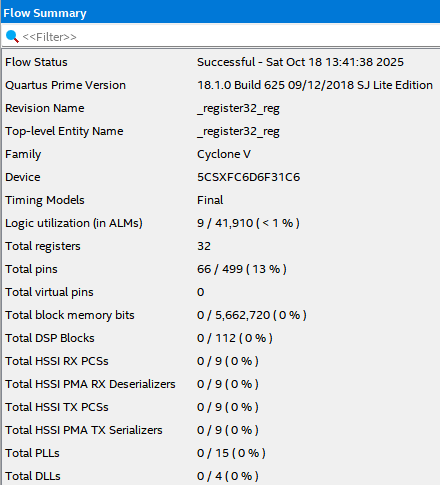 _register32_reg Flow Summary