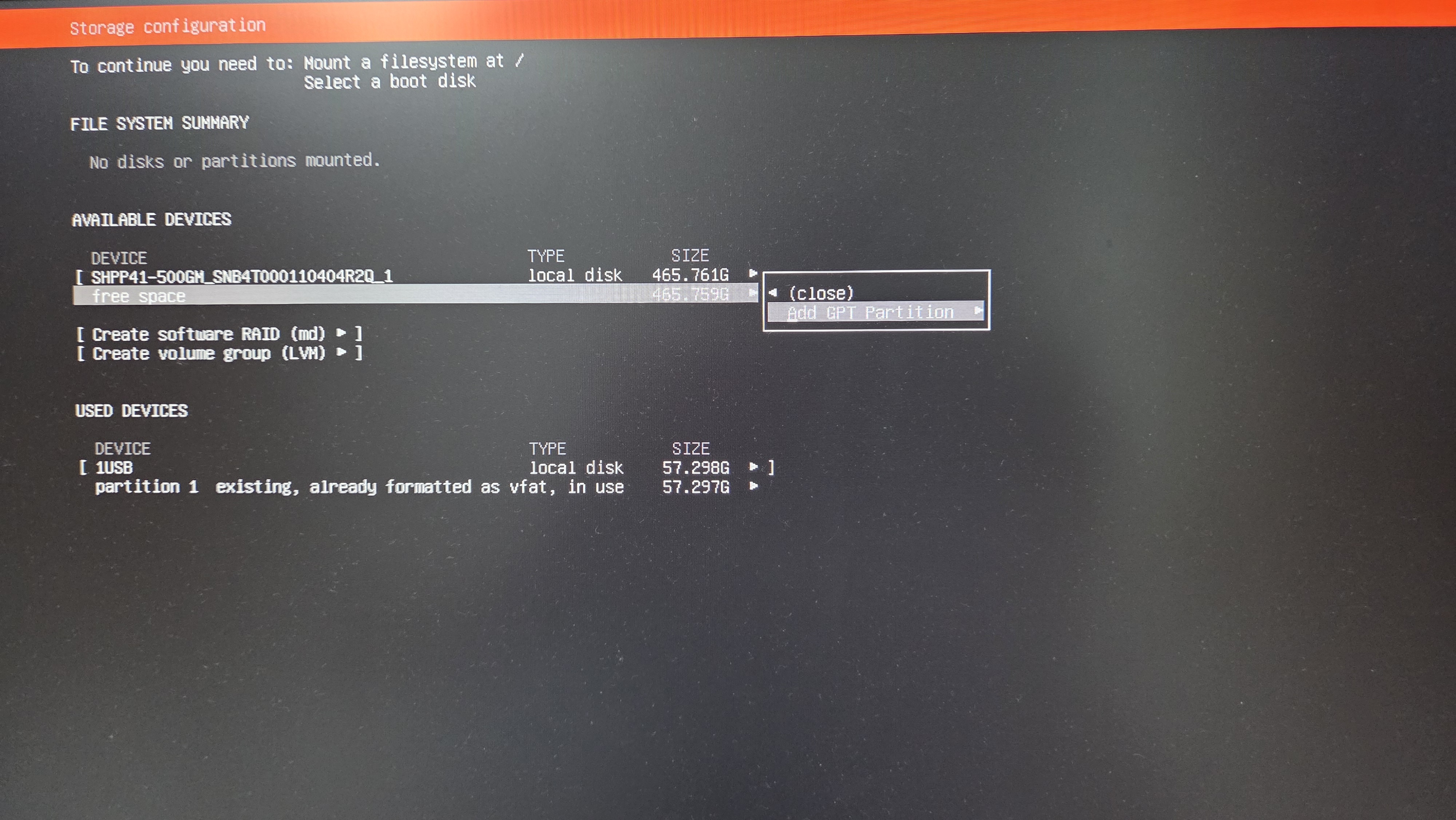 Storage configuration
