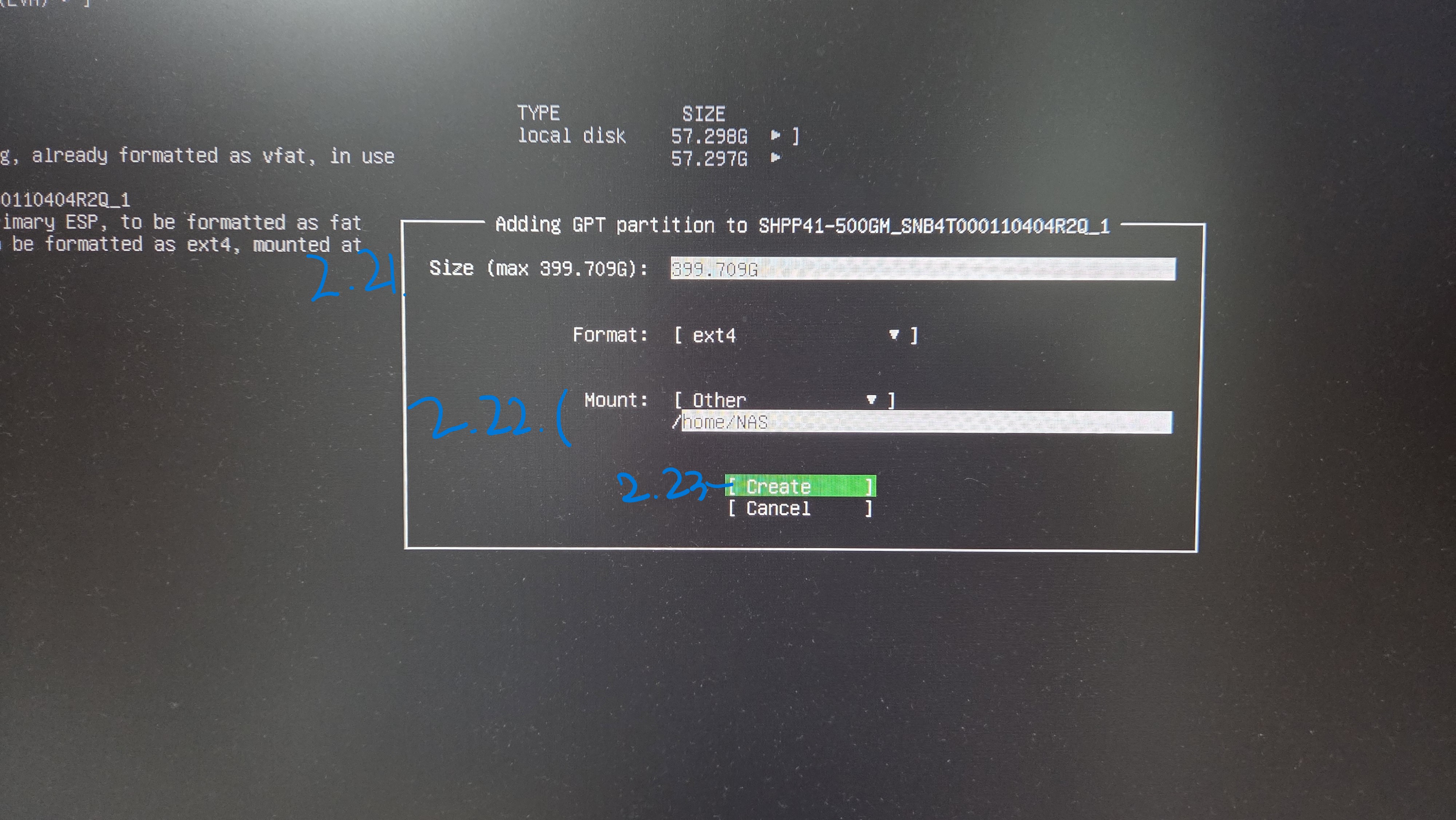 Adding GPT partition to
