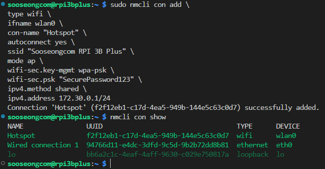 sudo nmcli con add